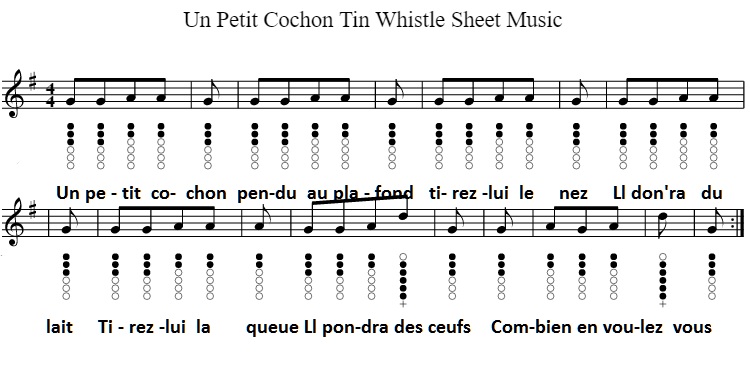 Un Petit Cochon Tin Whistle Sheet Music