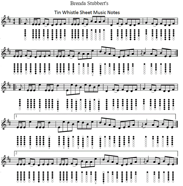 Brenda's Stubbert's sheet music for tin whistle