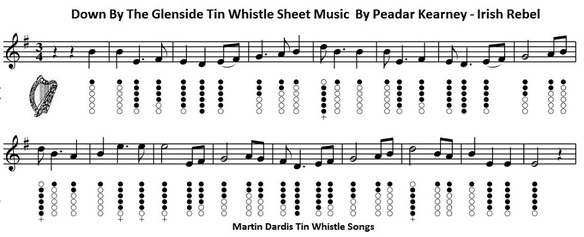 Down By The Glenside Sheet Music And Tin Whistle Notes
