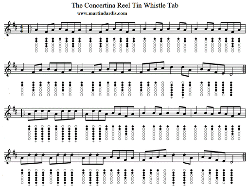 The Concertina Reel Tin Whistle Sheet Music
