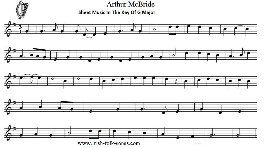 Arthur McBride sheet music in the key of G Major