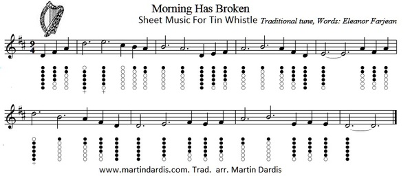 Morning Has Broken Sheet Music For Tin the Whistle