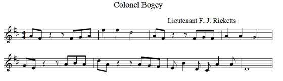 Coloniel Bogey's March sheet music in D Major