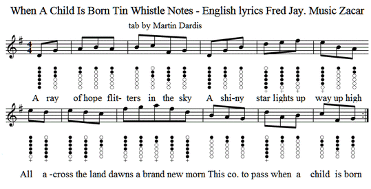 When a child is born tin whistle sheet music