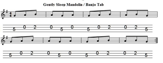 Gently sleep mandolin and banjo tab
