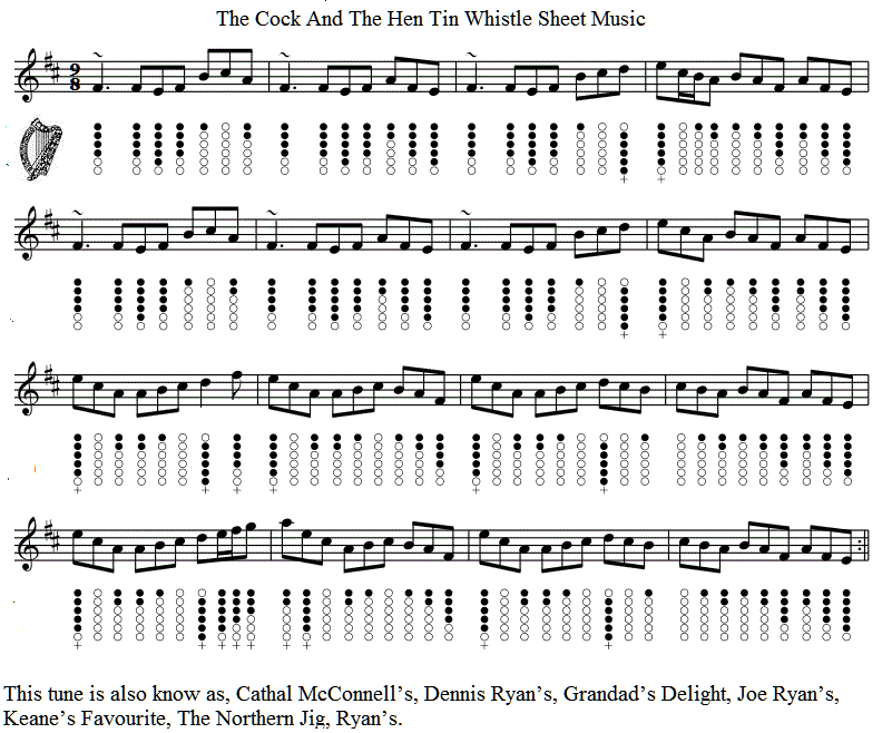 the cock and the hen tin whistle sheet music