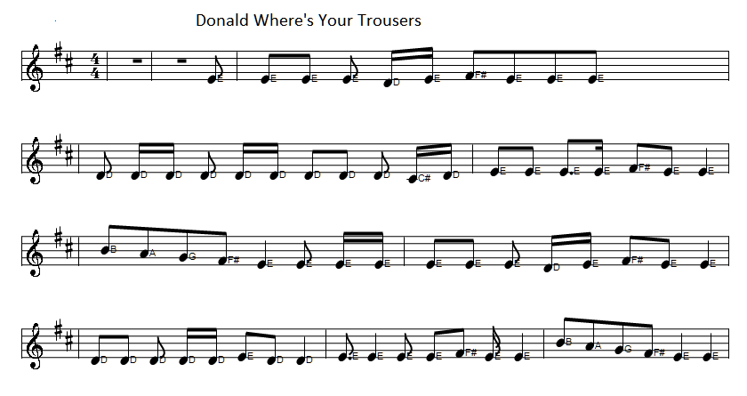 sheet music for Donald Where's Your Trousers