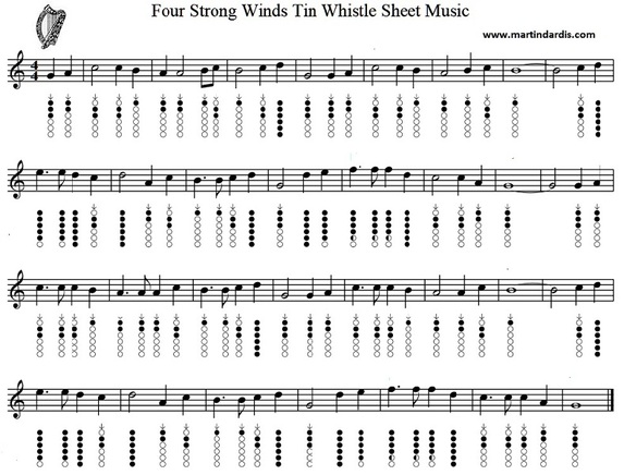Four strong winds sheet music notes