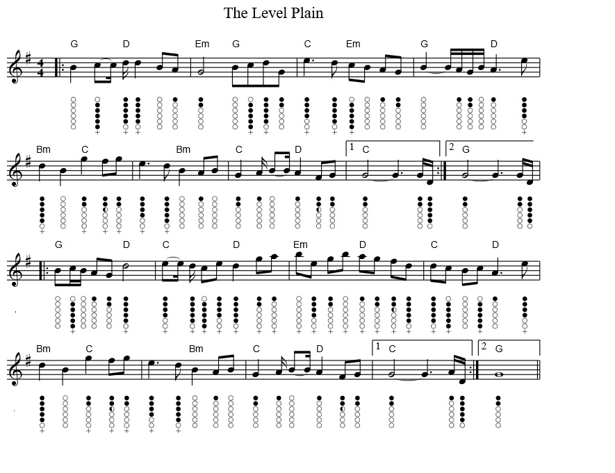 The Level Plain, Magh Seola tin whistle sheet music