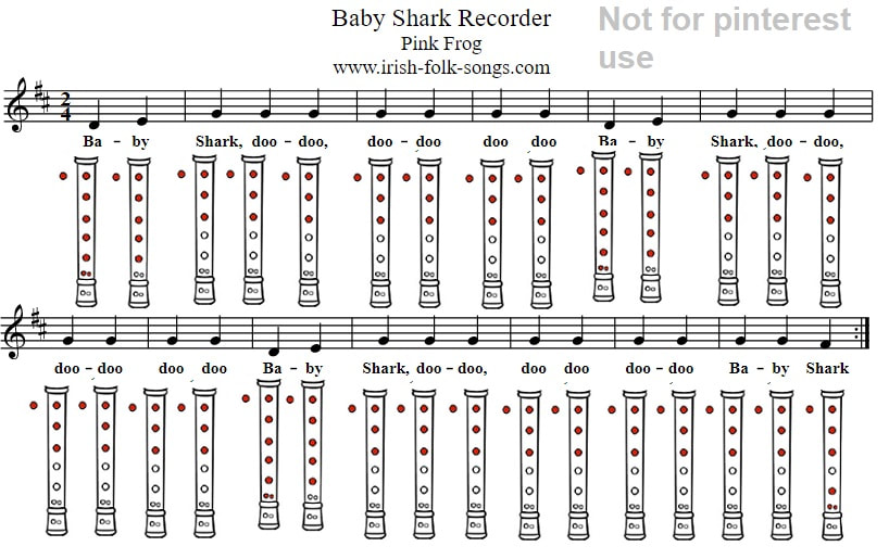 Baby Shark Recorder finger notes