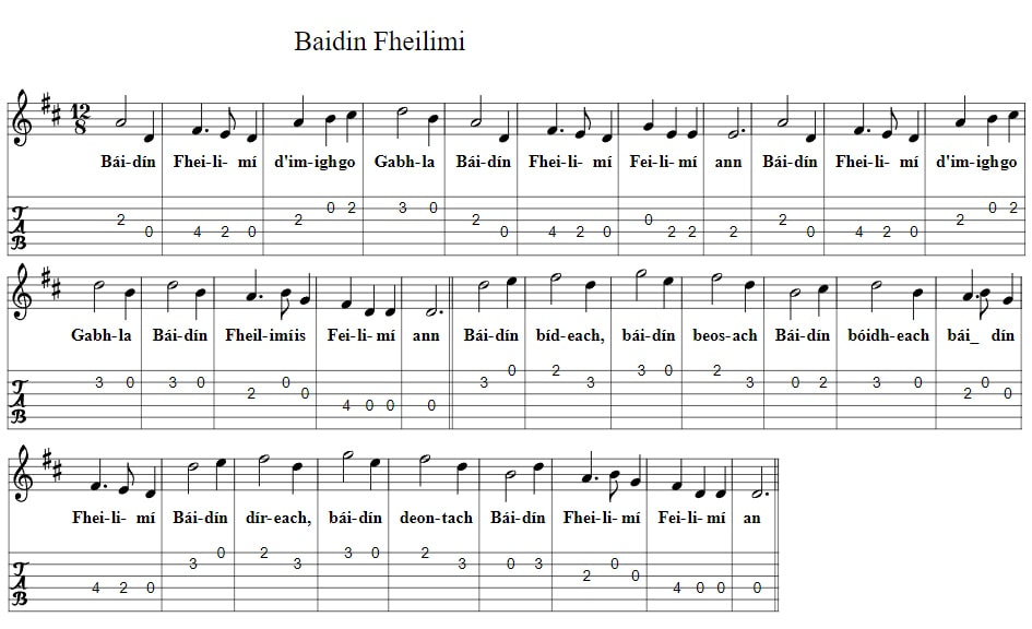 Baidin Fheilimi guitar chords and tab