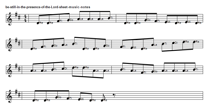 Be still in the presence of the Lord easy sheet music notes in solfege format