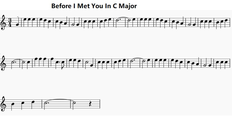 Before I Met you sheet music score in C Major