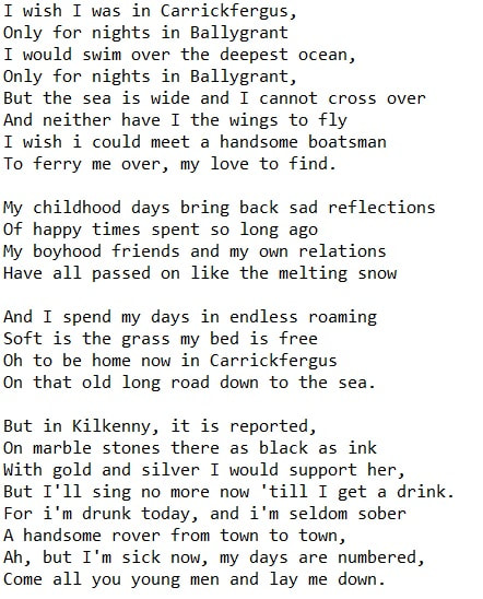 Carrickfergus lyrics