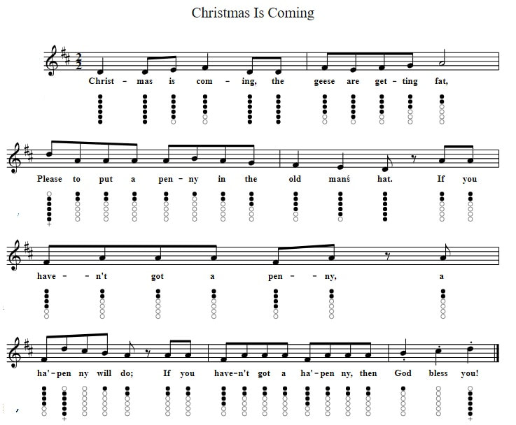 Christmas Is Coming The Geese Are Getting Fat Tin Whistle Sheet Music