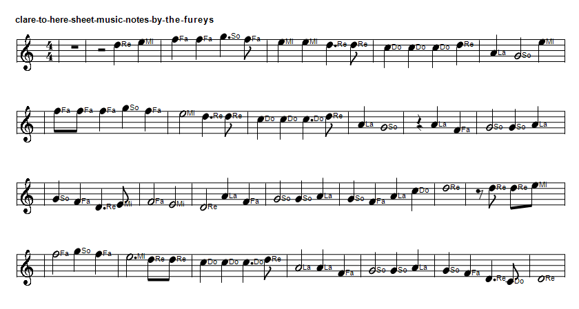 From Clare To Here Sheet Music Notes In Do Re Mi Solfege