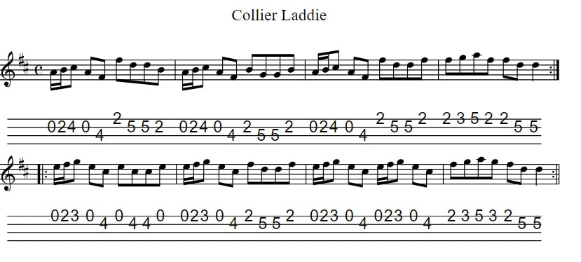The Collier Laddie Sheet Music For Mandolin / 4 String Banjo