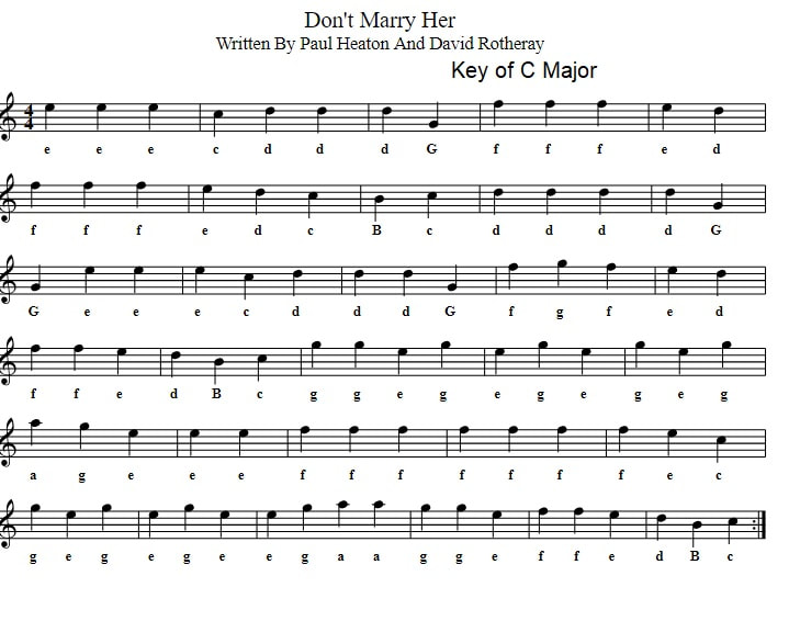 Don't marry her sheet music in C Major