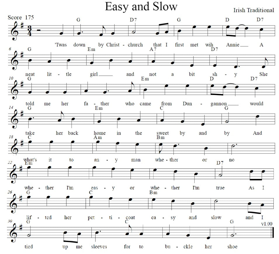 Easy and slow sheet music, lyrics and chords by The Dubliners
