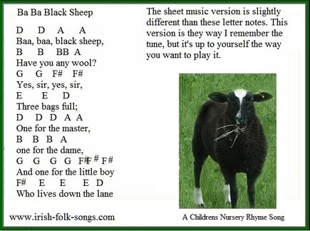 baa baa black sheep easy letter notes for musicians