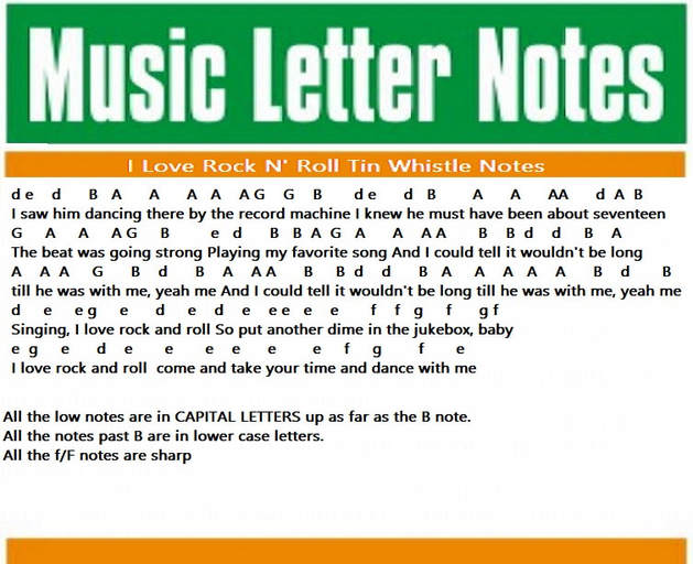 Rock and roll tin whistle letter notes