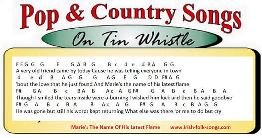 Maries the name tin whistle letter notes