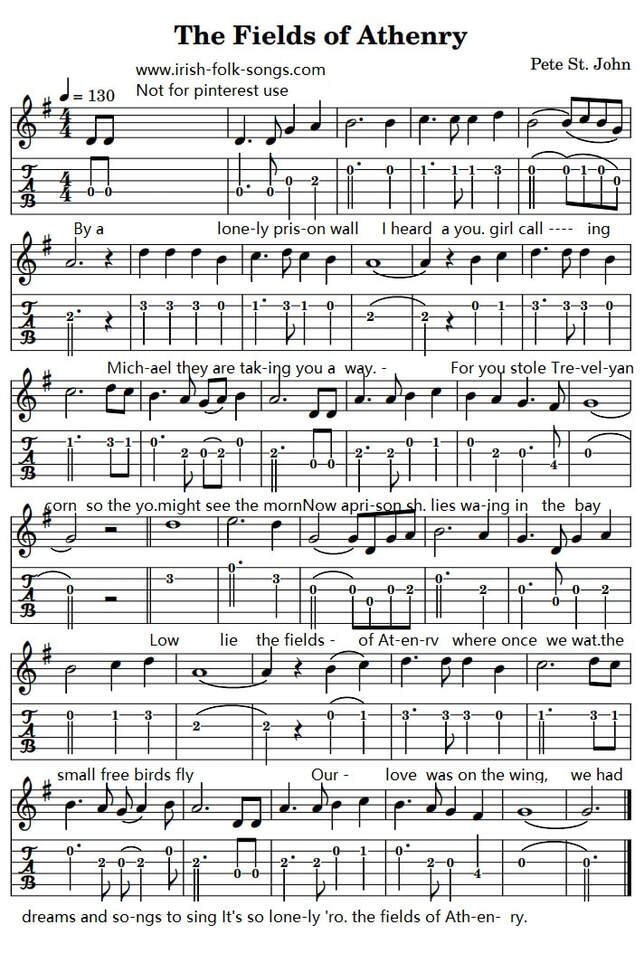 the fields of Athenry guitar tab