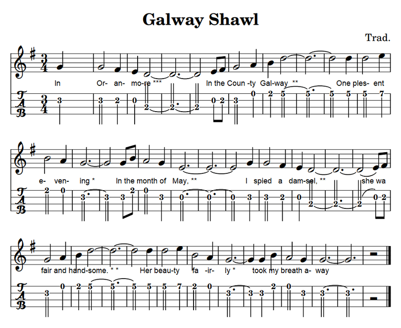 The Galway Shawl ukulele tab