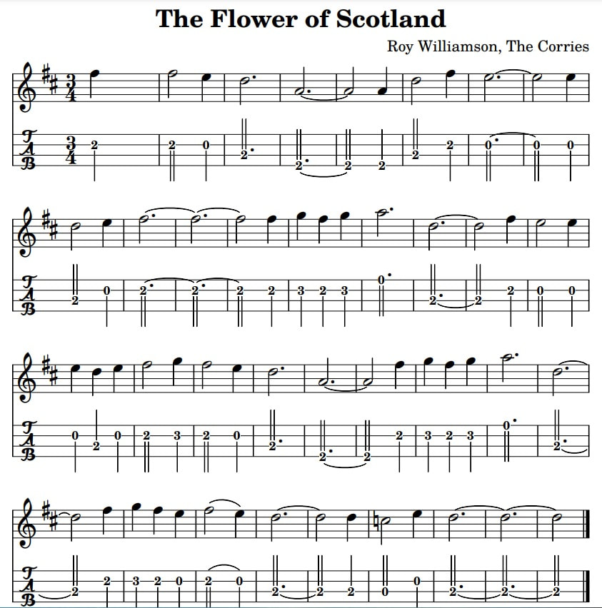 Flower of Scotland ukulele tab