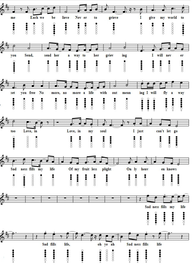 Heaven knows sheet music and tin whistle tab by The Corrs part two