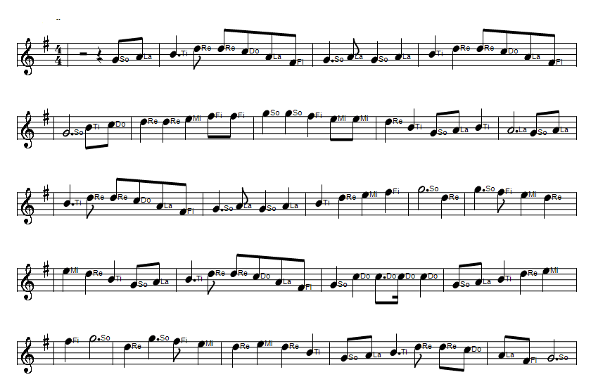 The holy ground sheet music notes in Solfege