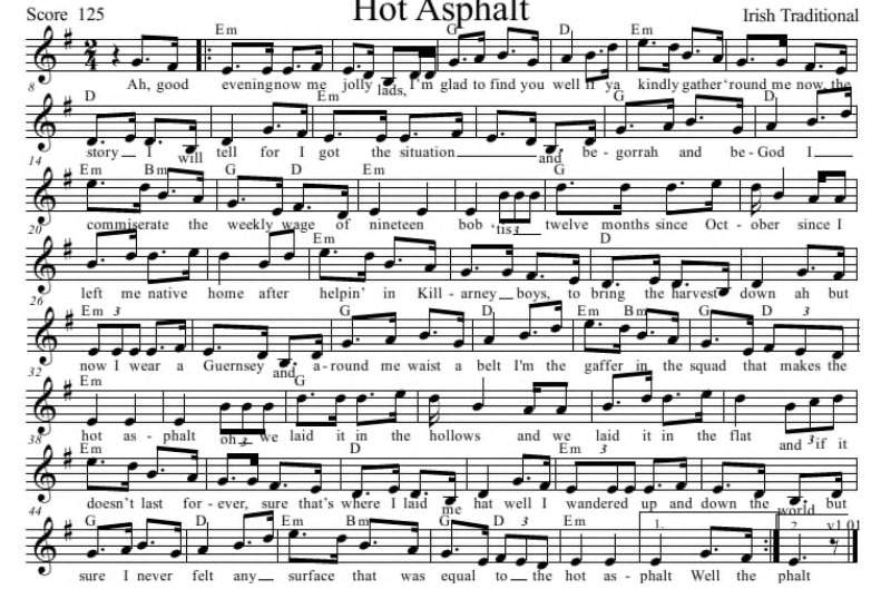 Hot asphalt sheet music