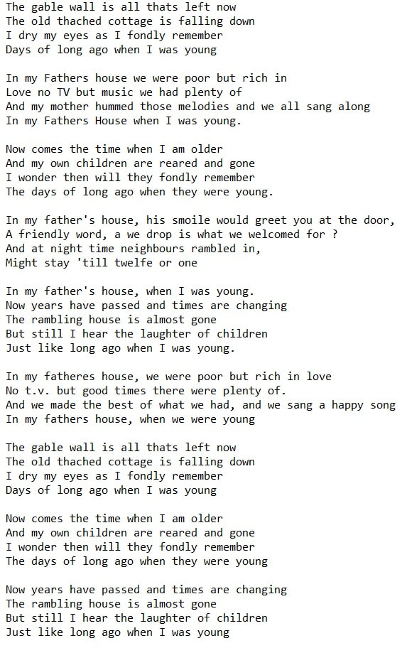 My father's house song lyrics