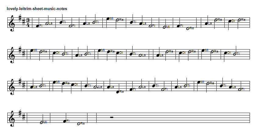 Lovely Leitrim sheet music notes in D Major