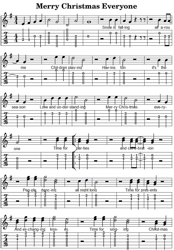 Merry Christmas everyone fingerstyle guitar tab