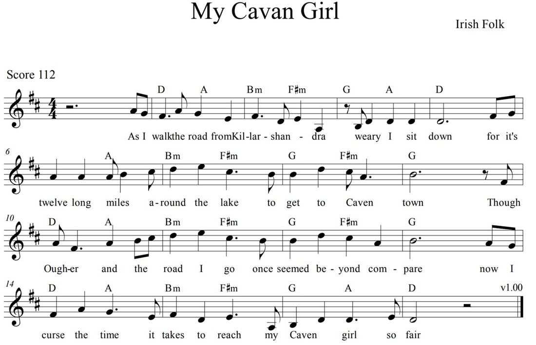 My Cavan Girl Sheet Music Lyrics And Chords