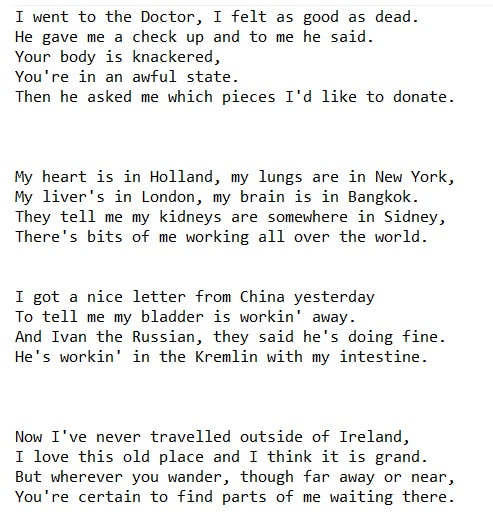 My heart is in Ireland lyrics by Brendan Grace