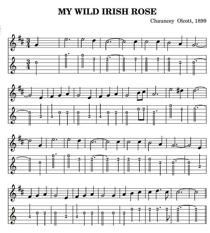 My wild Irish rose guitar tab