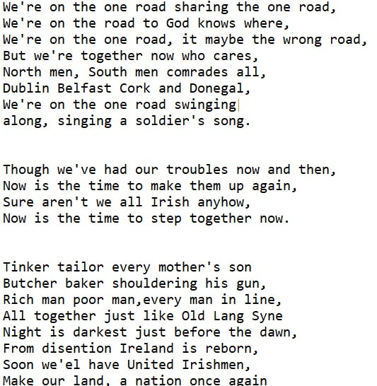 On the one road lyrics by The Wolfe Tones