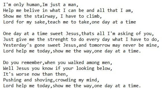 One day at a time sweet Jesus lyrics
