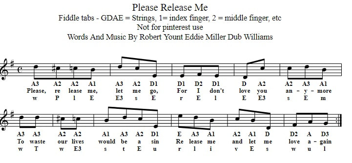 Please release me violin sheet music for beginners