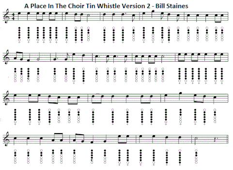 A place in the choir tin whistle sheet music. Play this with a D whistle