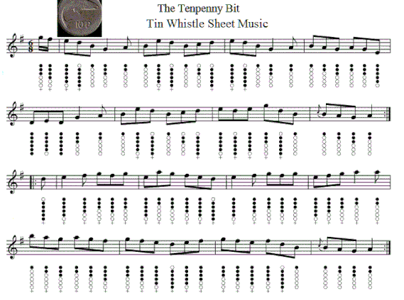 The Ten Penny Bit Tin Whistle Sheet Music