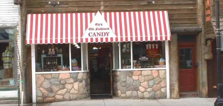 An old candy store shop on the street