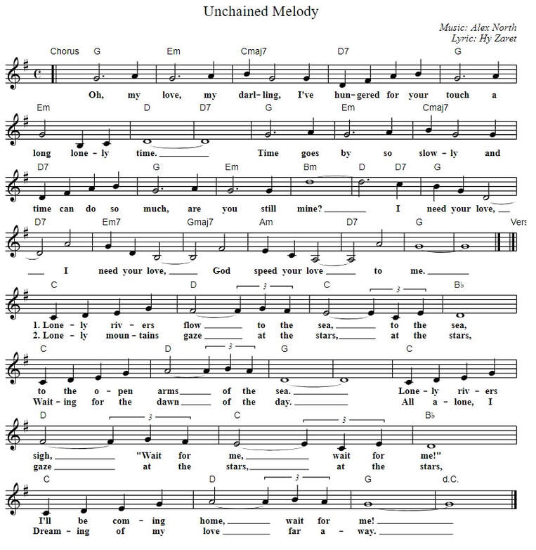 Unchained melody free piano sheet music notes