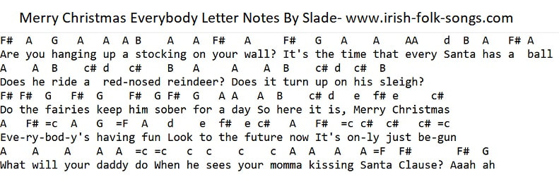 Slade merry Christmas everybody tin whistle letter notes