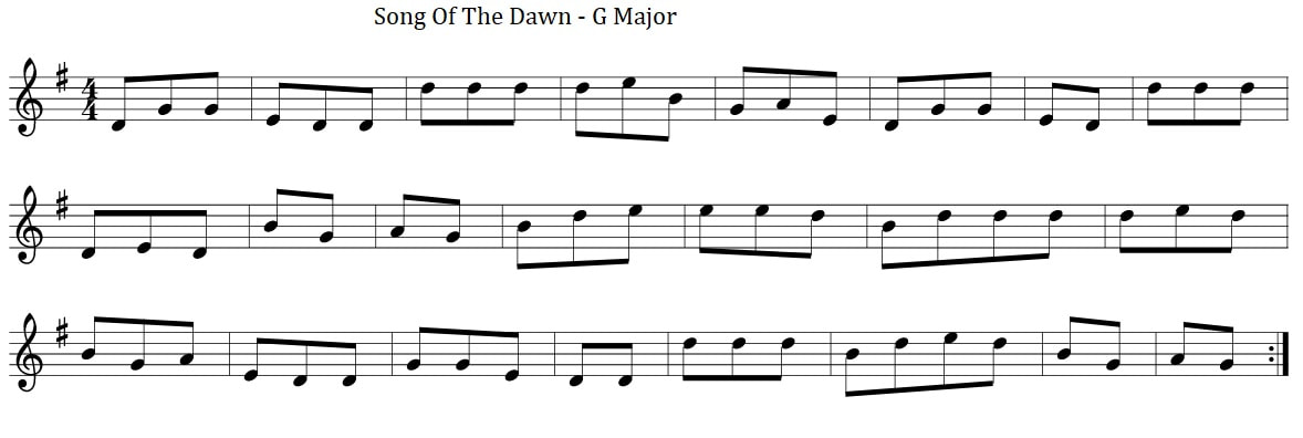 Irish sheet music song of the dawn in G Major