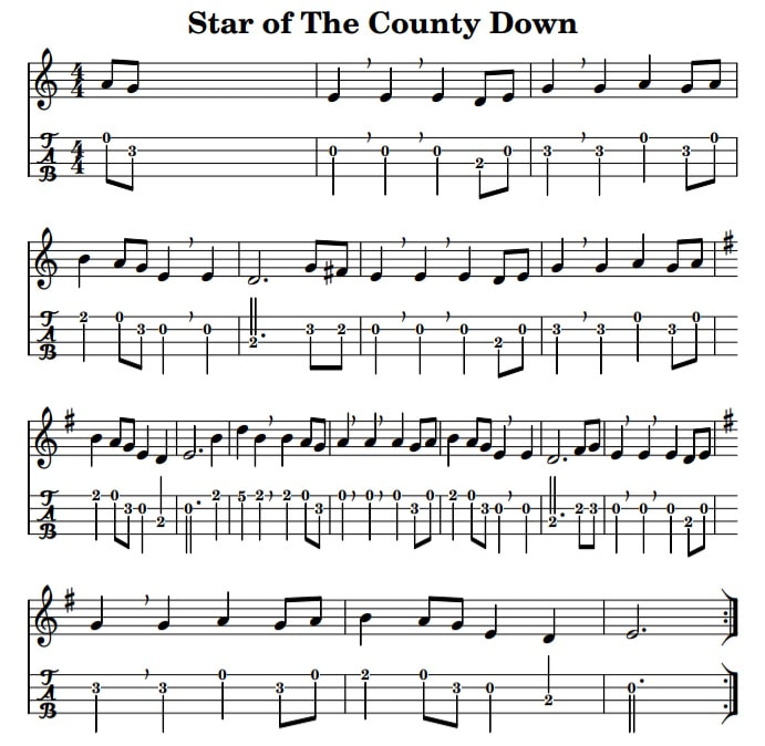 Star of the county Down Ukulele tab