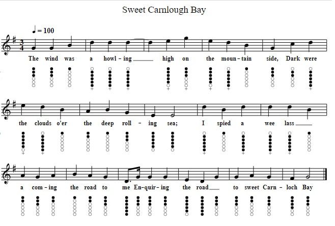 Sweet Carnlough Bay tin whistle sheet music