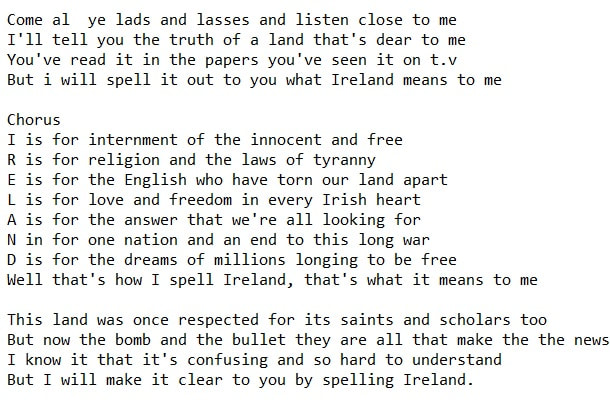 Thats how I spell Ireland lyrics